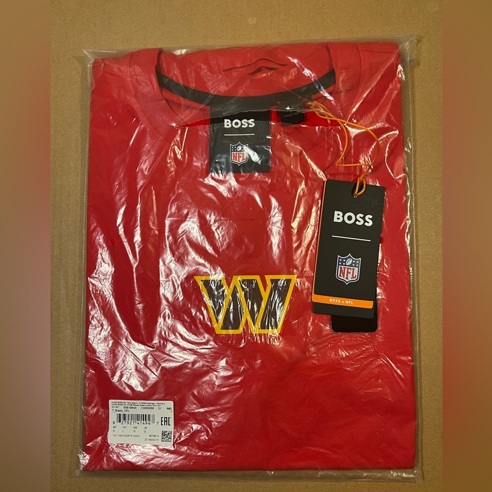 Hugo BOSS T_Brady_NFL Stretch-Cotton T-shirt with special Branding size Large